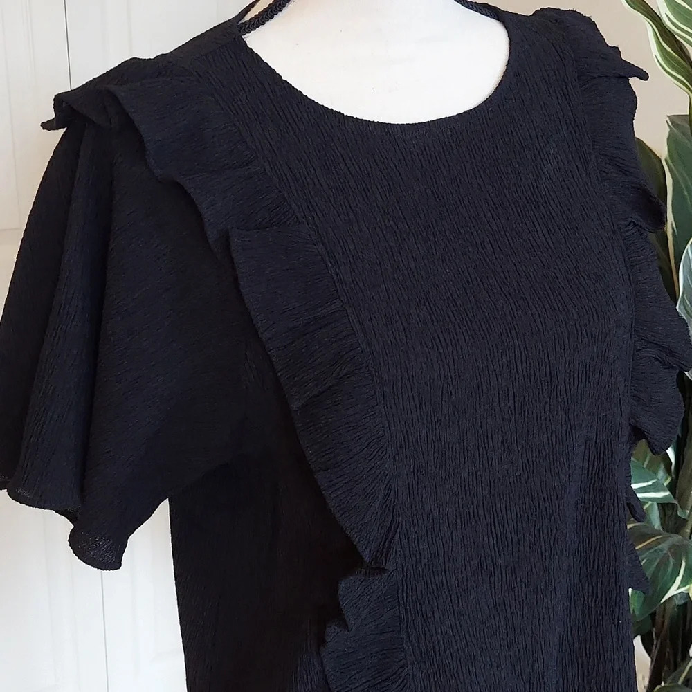 Women's Ruffles Blouse | Express | Size Medium | Color Black| NWT
